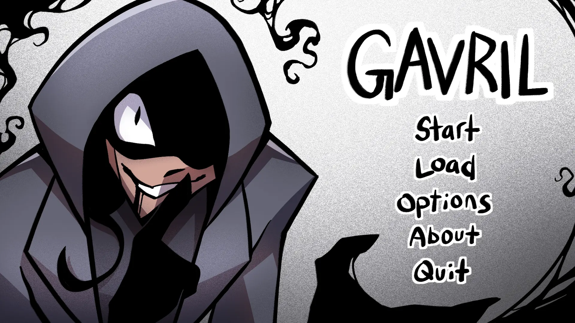 Gavril screenshot showing the dark visual style and story-game presentation