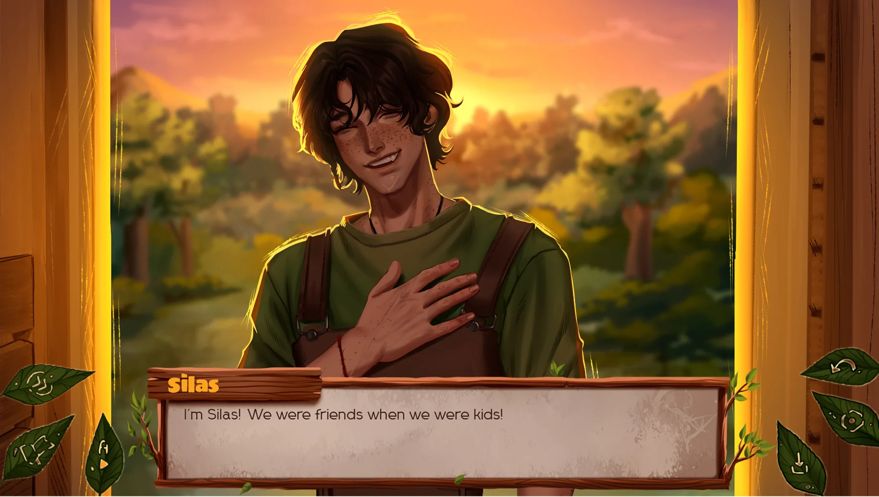 The False Sun screenshot showing a golden farm greeting scene that feels welcoming before the tension deepens