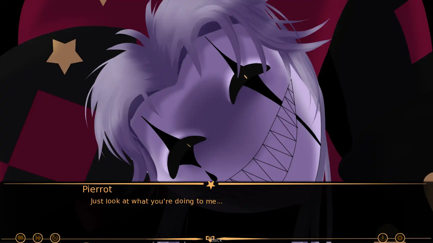 The Freak Circus screenshot with visual novel dialogue