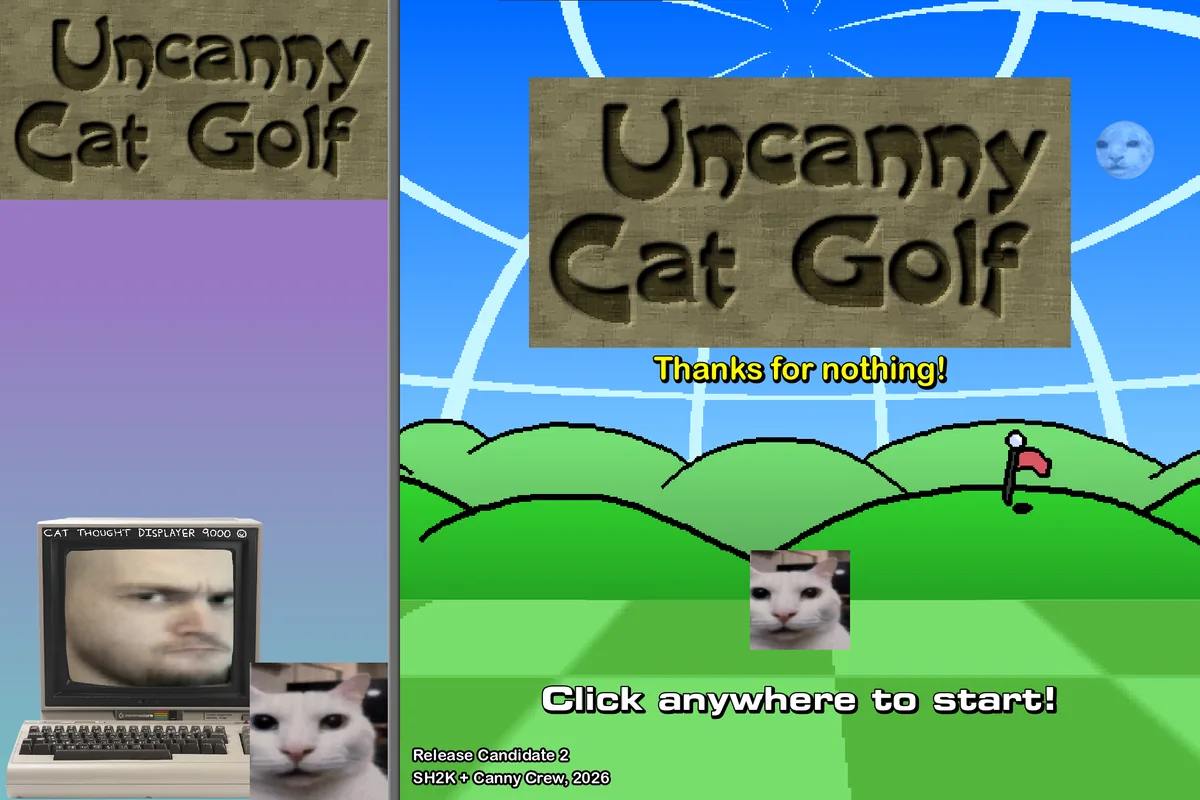 Uncanny Cat Golf angle before power course scene