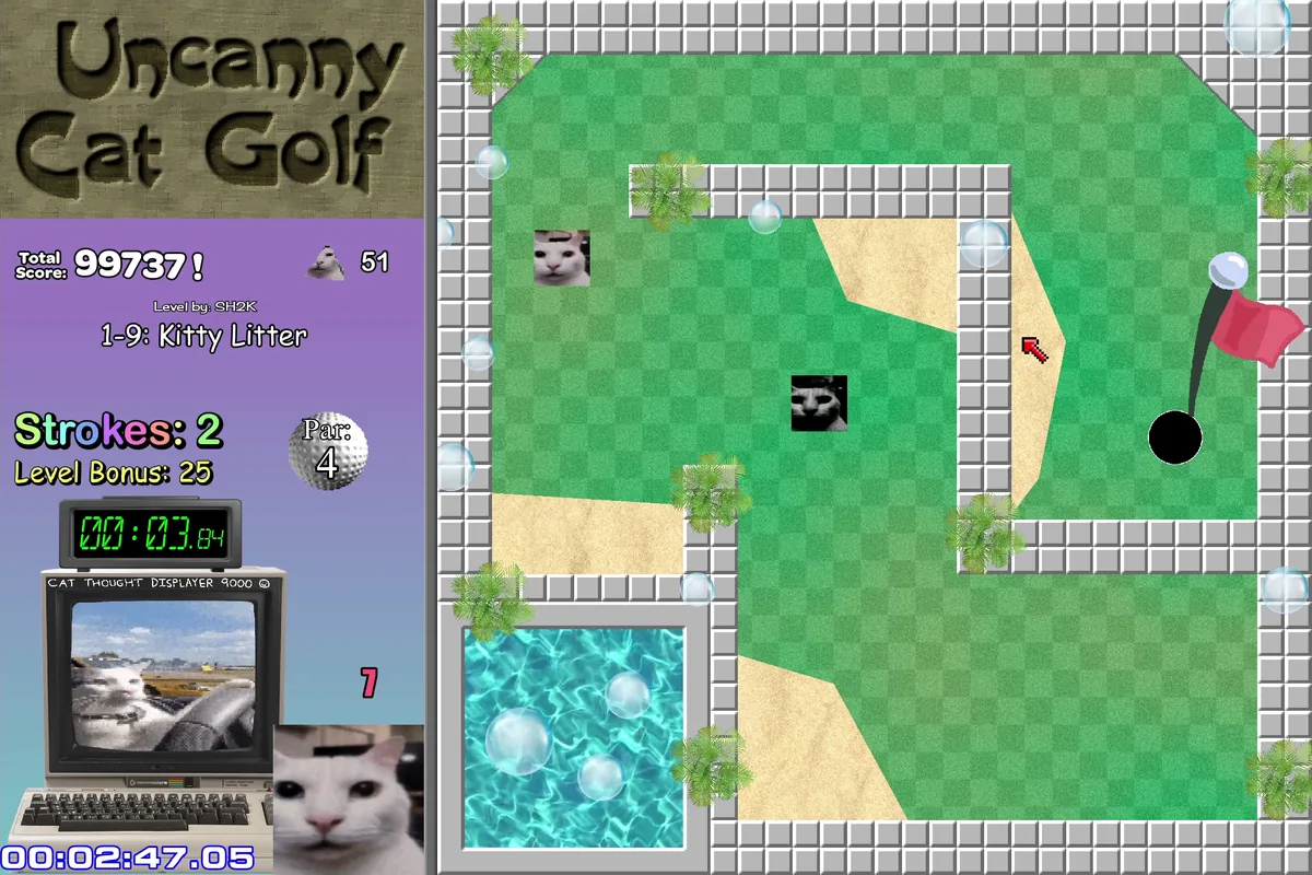 Uncanny Cat Golf bank shots without guesswork course scene