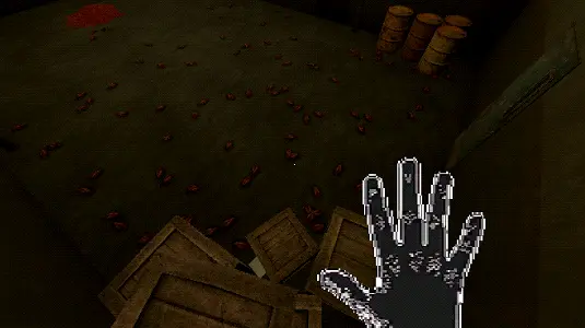 When the Clock Stops screenshot showing insects on the basement floor and scattered crates